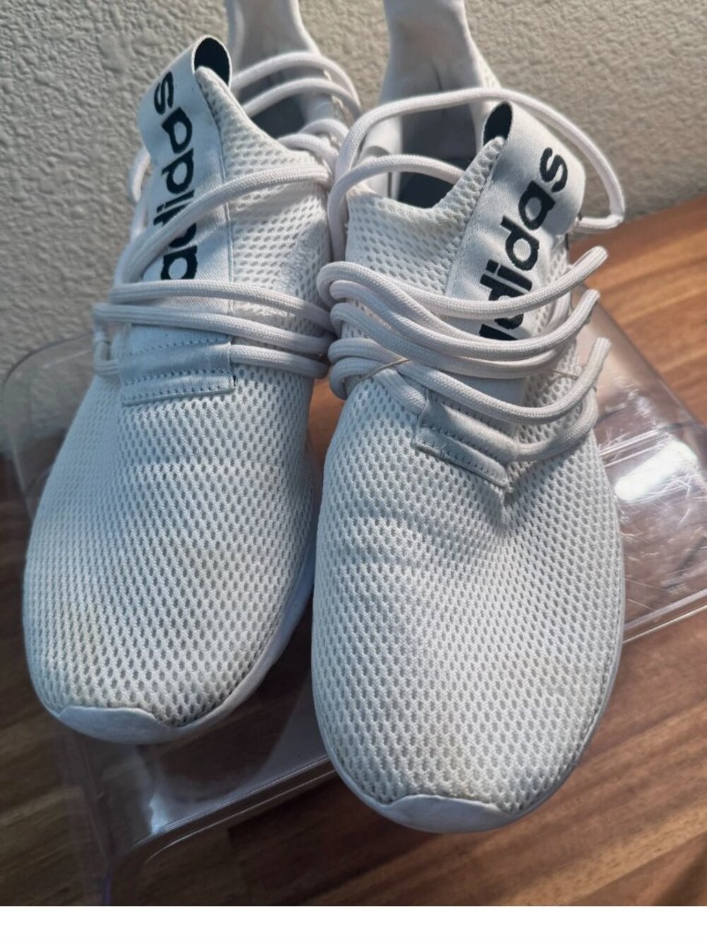 Adidas Mens 11 White Lace Up Athletic Sneakers Gym Fitness Sports Casual Shoes